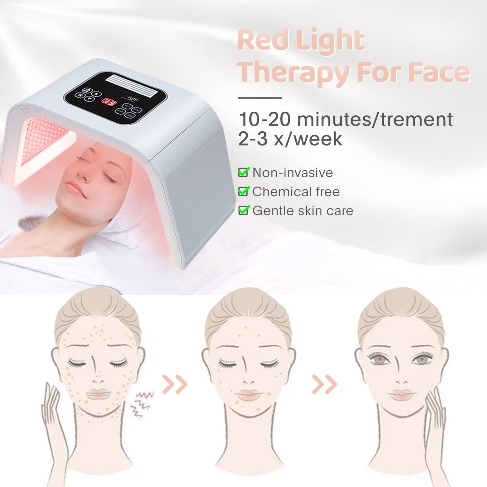 Beautifyease Red Light Therapy for Face, 7 in 1 Colors LED Face Mask Skin Care Tool