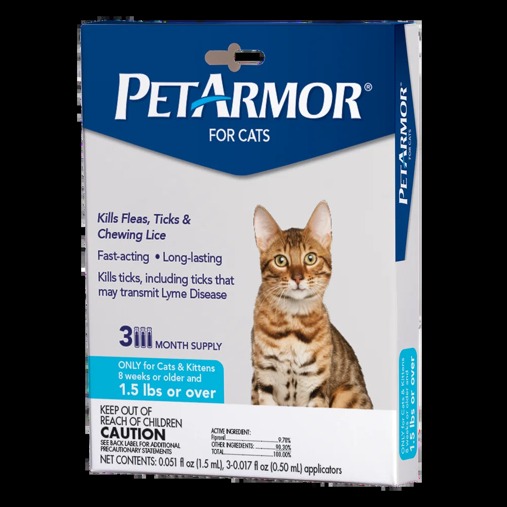 Petarmor Topical Flea & Tick Treatment for Cats over 1.5 Lbs, 3-Month Supply, 3 Count