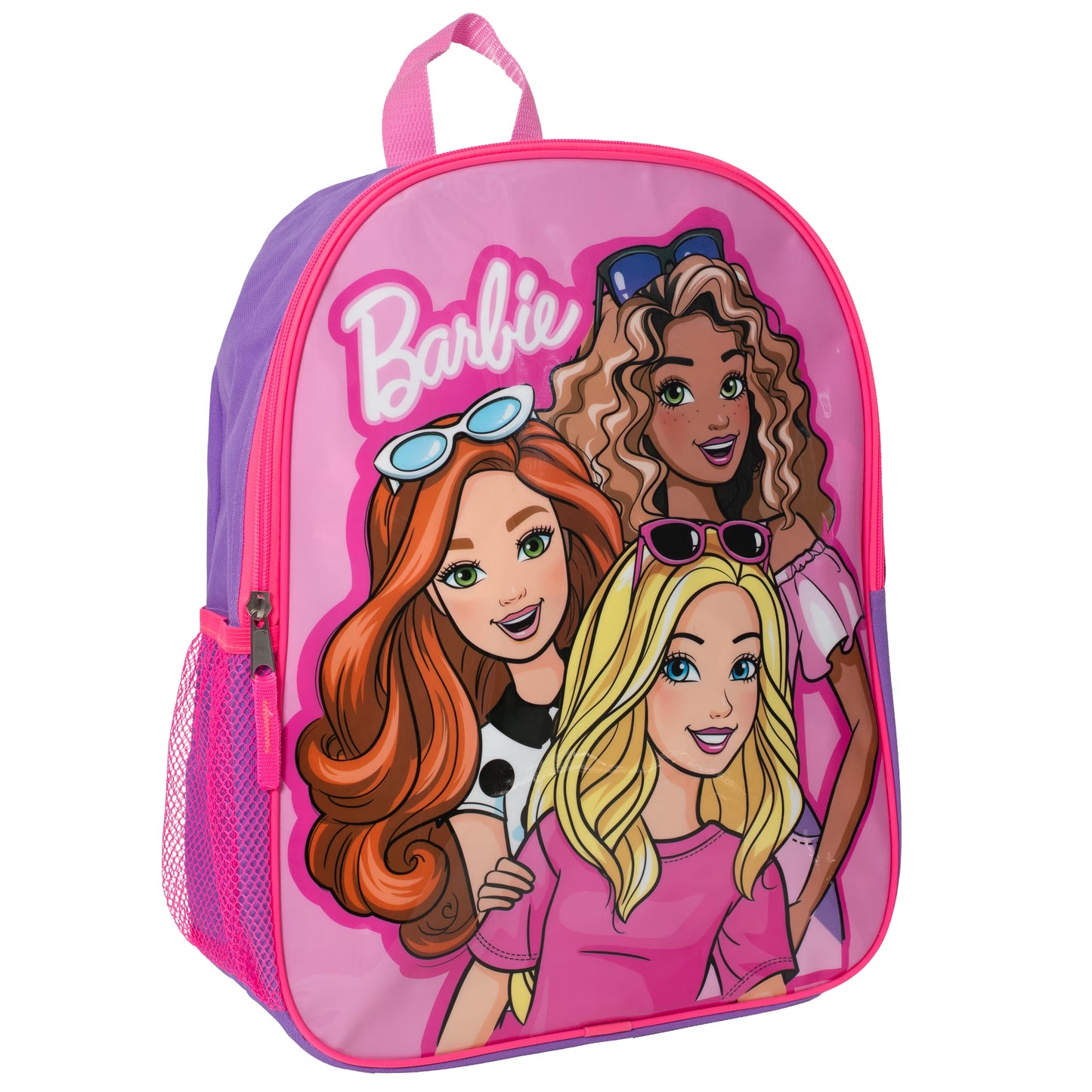 Barbie Backpack for Girls, Elementary School Book Bag with Padded Straps, Pink