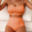 Eytino Women'S Bikini Swimsuit Shirred Solid Color 2 Piece High Waisted Swimsuit Scoop Neck Adjustable Shell Strap Bathing Suits Bikini Set 2025 Womens Swimwear Orange L