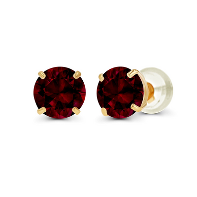 2.00 CTW Natural Red Garnet Stud Earrings in 14K Yellow Gold - Handcrafted USA