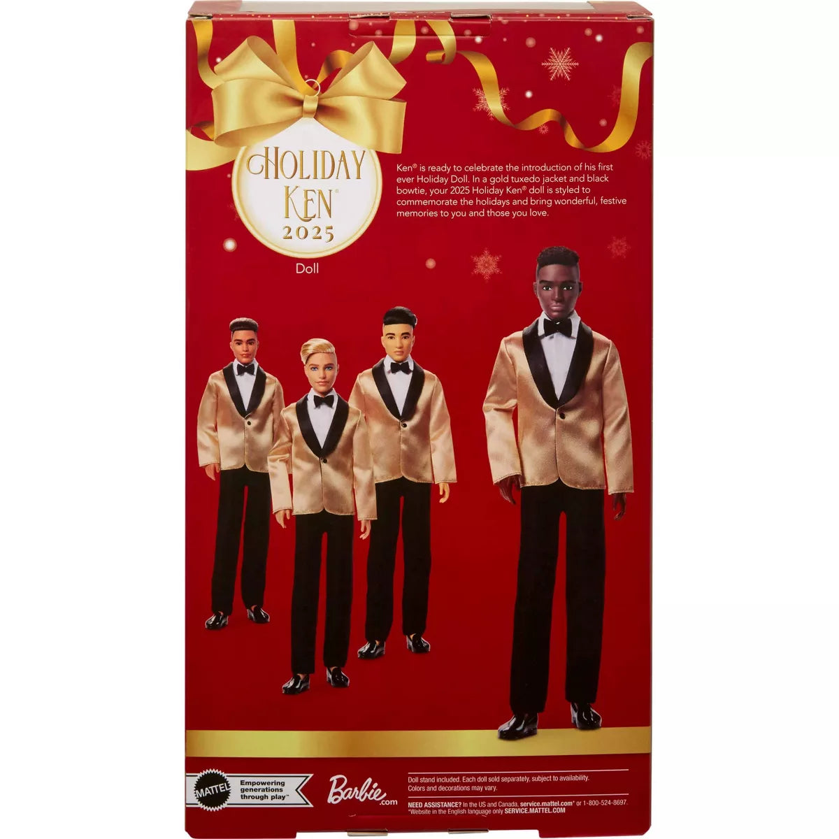 Barbie Signature 2025 Holiday Dark Brown Hair Ken Collectible Fashion Doll Wearing Full Suit with Golden Jacket