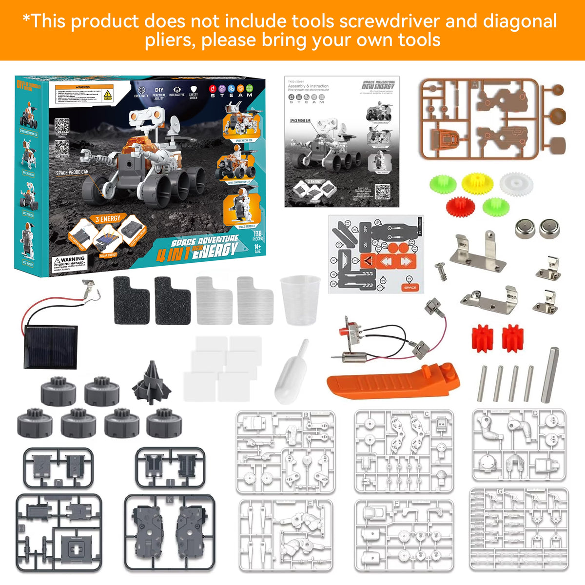 FAGINEY 4-In-1 Building Science STEM Kits, Solar Robot Toys for Kids Ages 8-14+, STEM Projects DIY Space Toys Birthday Gifts for Boys Girls Ages 8-16 Teens