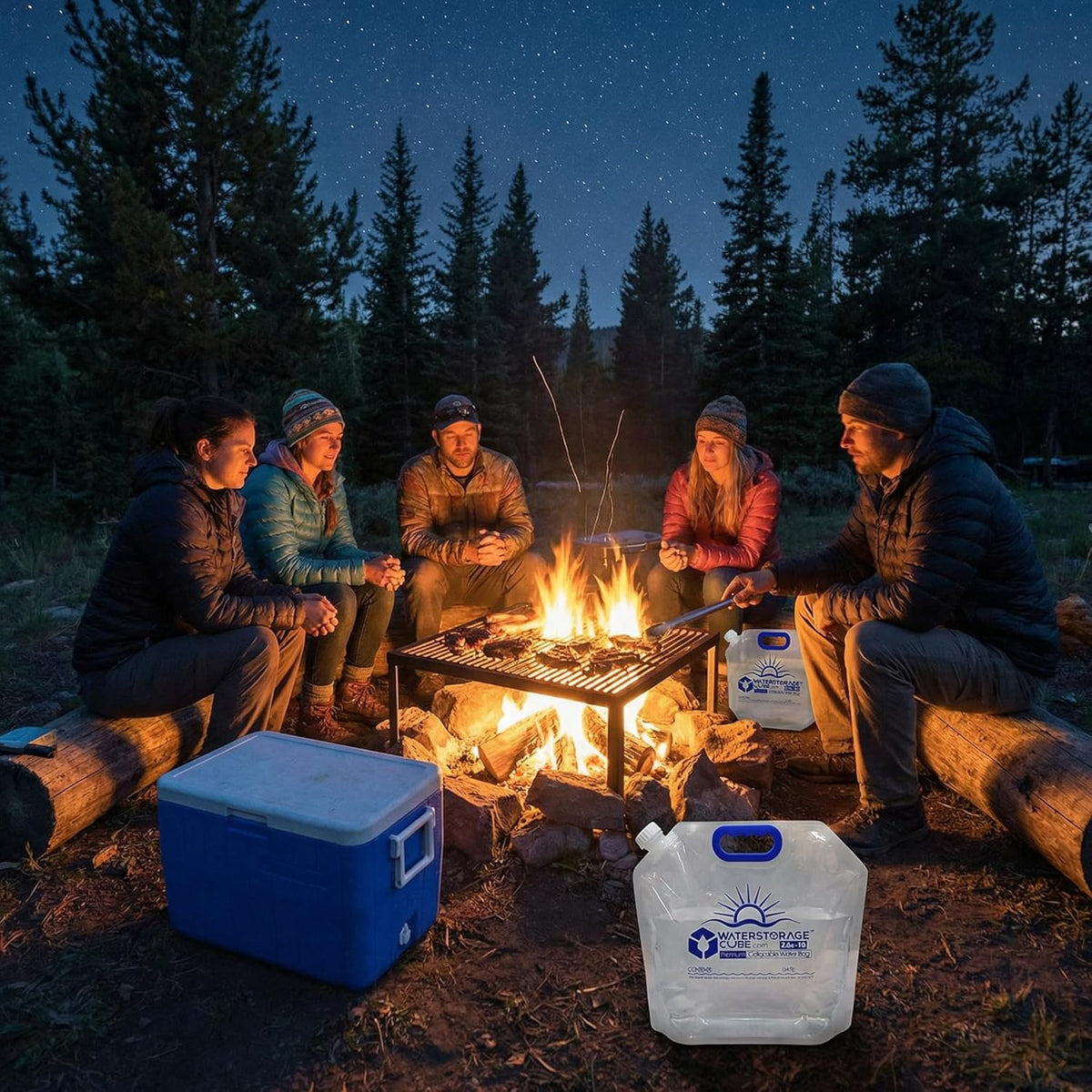 Waterstoragecube Premium Collapsible Water Container Bags 1.3 Gal (4-Pack)