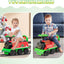 OLAKIDS Kids Ride on Train with Track, 6V Electric Toy with Lights and Sounds, Retractable Footrest, under Seat Storage, Christmas Theme Battery Powered Gift for Toddlers Boys Girls (Christmas Style)