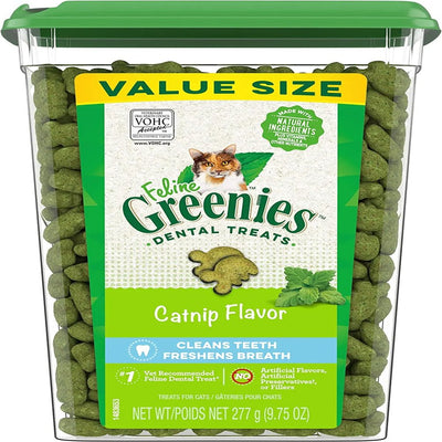Feline Greenies Adult Dental Cat Treats Catnip Flavor, 9.75 Oz. Tub