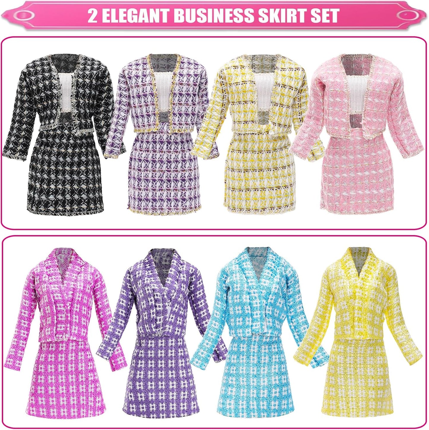 BARWA 11 PCS Doll Clothes 4 Sets Elegant Business Skirt Vest Set Fashion Top and Pants Long Sleeved Coat Office Style Casual for 11.5 Inch Girl Doll | Office Style Casual Fashion Top and Pants Long Sleeved Coat