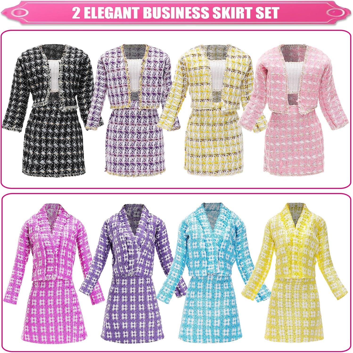 BARWA 11 PCS Doll Clothes 4 Sets Elegant Business Skirt Vest Set Fashion Top and Pants Long Sleeved Coat Office Style Casual for 11.5 Inch Girl Doll | Office Style Casual Fashion Top and Pants Long Sleeved Coat