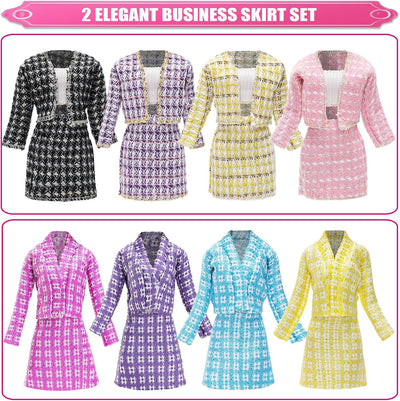 BARWA 11 PCS Doll Clothes 4 Sets Elegant Business Skirt Vest Set Fashion Top and Pants Long Sleeved Coat Office Style Casual for 11.5 Inch Girl Doll | Office Style Casual Fashion Top and Pants Long Sleeved Coat