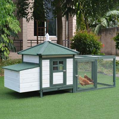 Pawhut Chicken Coop Hen House /W Cottage Style, Green
