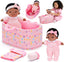 OUOZZZ Baby Doll Accessories with Black Doll, Bassinet, Blanket and Bottle | Interactive Pretend Playset for Social Emotional Learning, Educational Toy for 2 Year Old Girls