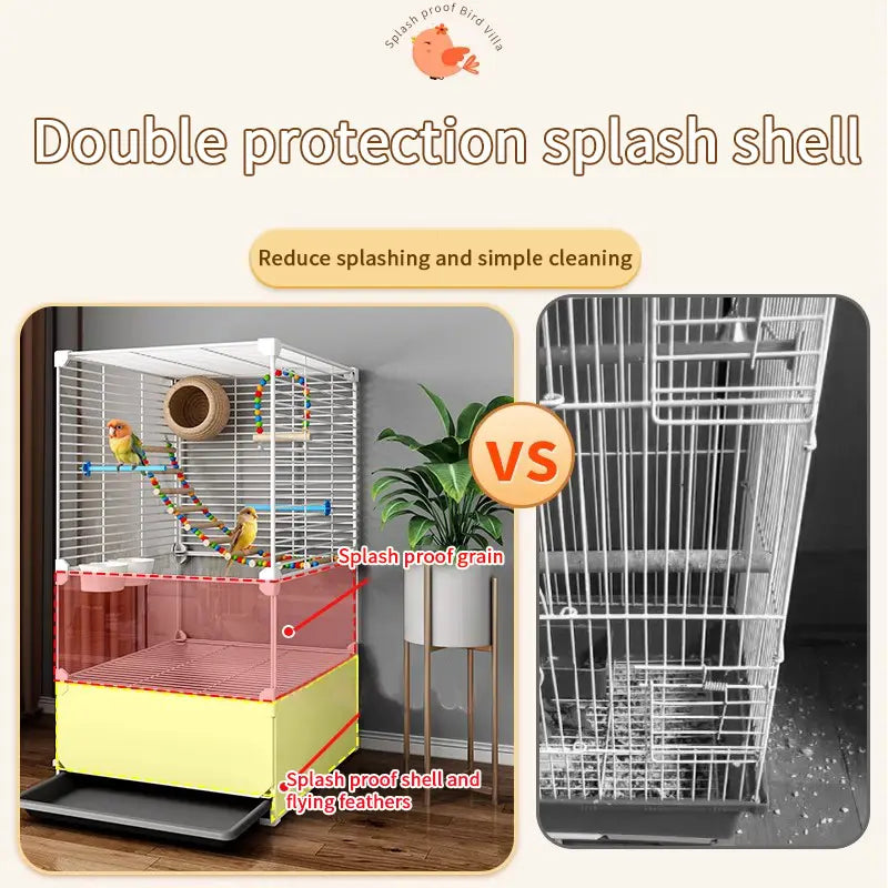Big Flight Bird Cage, Black Parakeet Cages with Rolling Stand & Wheels, Wide Birdcage for Parrots Cockatiels Conure Budgie Canary Finch Lovebird, Tray