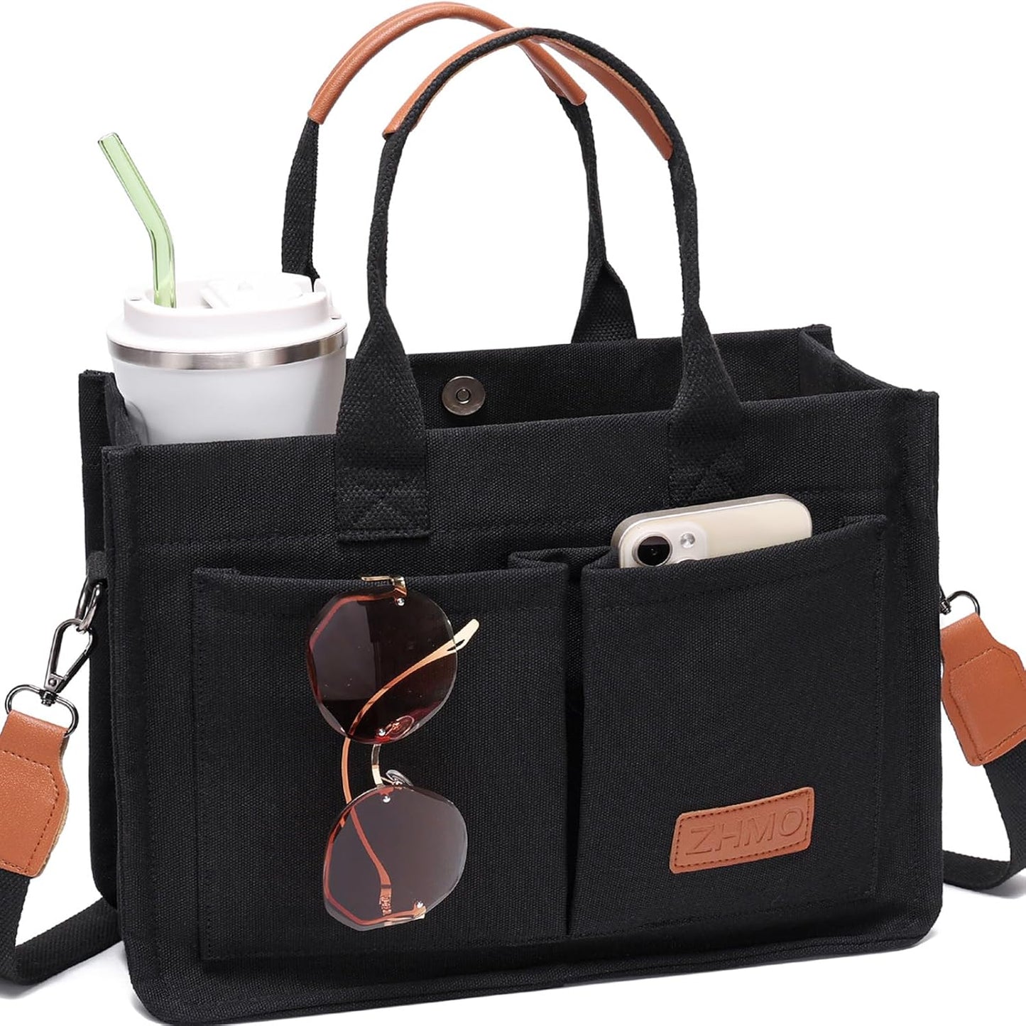 ZHMO Canvas Tote Bag for Women,Women'S Bags Crossbody Bags Work Laptop Tote Bag Large Handbags Purse for Travel Nurse Teacher