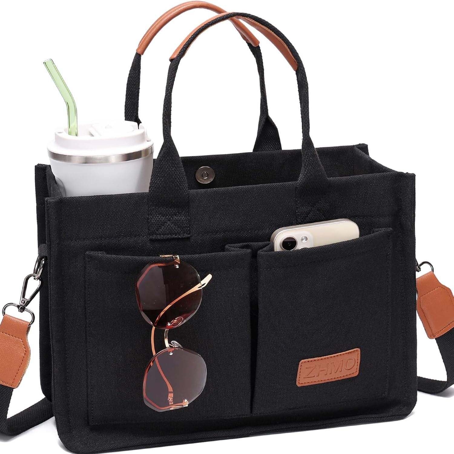 ZHMO Canvas Tote Bag for Women,Women'S Bags Crossbody Bags Work Laptop Tote Bag Large Handbags Purse for Travel Nurse Teacher