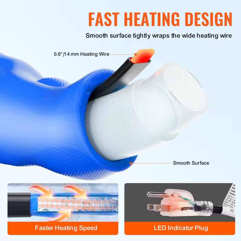 100 Ft. Heated Water Hose for RV -45℉ Antifreeze Heated Drinking Water Hose
