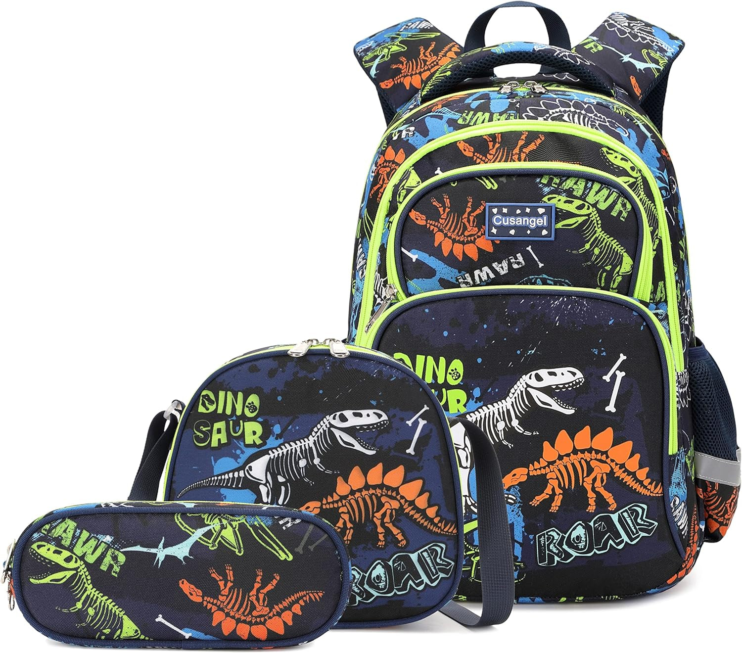 3Pcs Boys Dinosaur Backpack Set with Lunch Box Pencil Case, School Book Bag for Kids Elementary Preschool 1