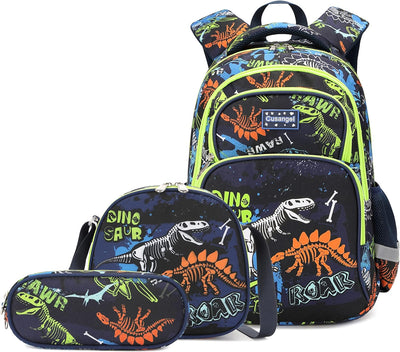 3Pcs Boys Dinosaur Backpack Set with Lunch Box Pencil Case, School Book Bag for Kids Elementary Preschool 1