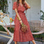 PRETTYGARDEN Women'S Summer Floral Boho Maxi Dress Short Sleeve Wrap V Neck Ruffle Long Flowy Beach Wedding Guest Dresses