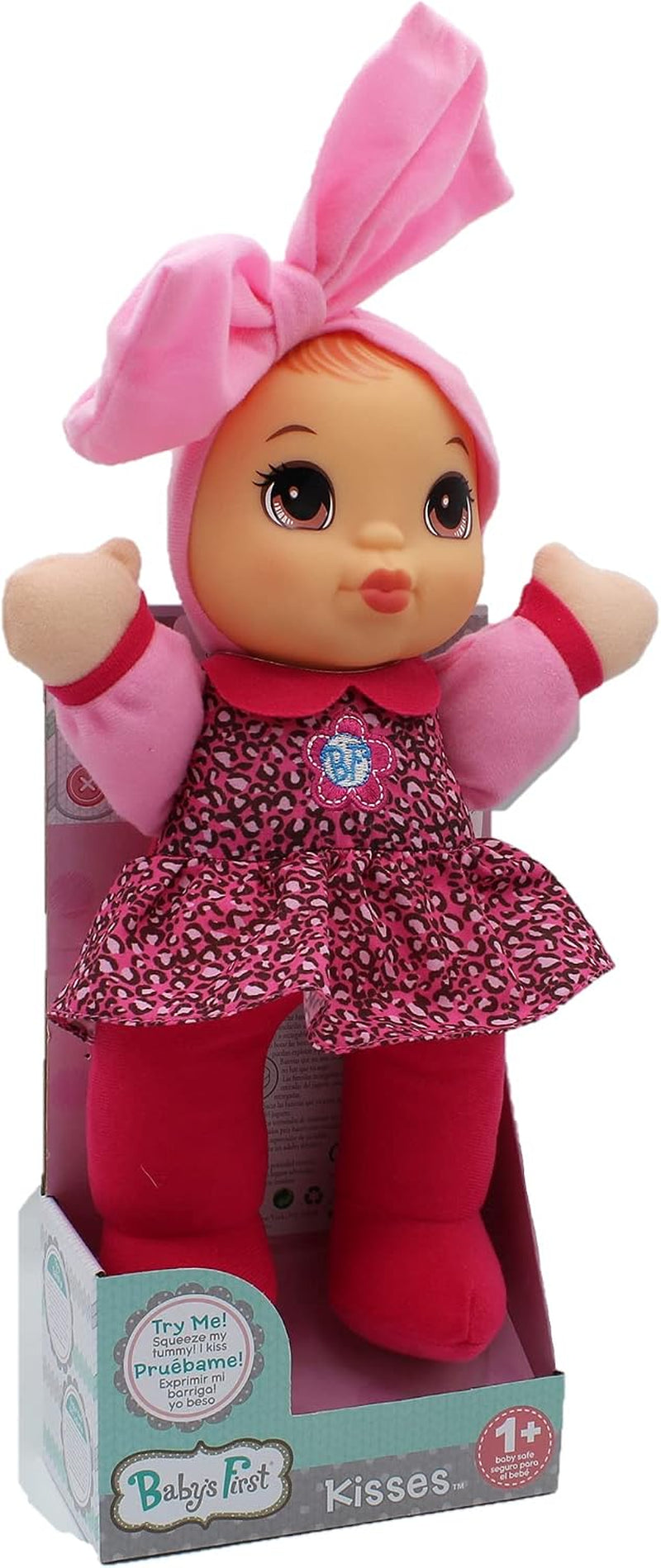 Baby'S First Soft & Cuddly Baby Kisses (Bilingual English-Spanish) Doll - Dressed in Print Top and Leggings - Press Her Tummy for a Sweet Kisses Sounds and Says I Love You