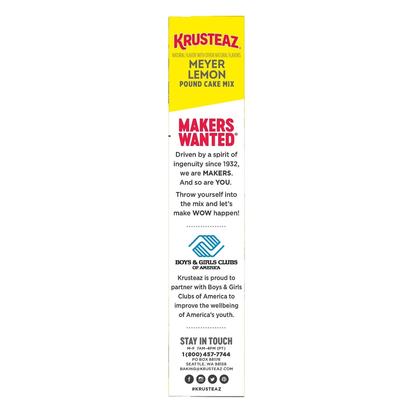 (6 Pack) Krusteaz Meyer Lemon Pound Cake Mix, Pound Cake Baking Mix with Lemon Flavored Glaze, 16.5 Oz Box​