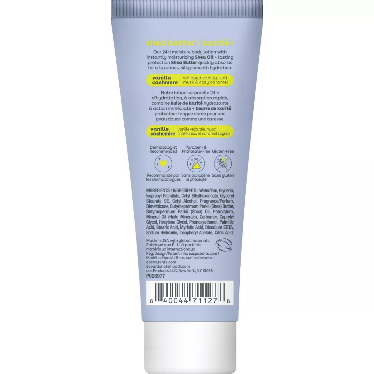 Eos Mini Body Lotion - Vanilla Cashmere - Travel Size - 2.5 Fl Oz: Moisturizing, Whole Body Application, Bottle, Normal Skin