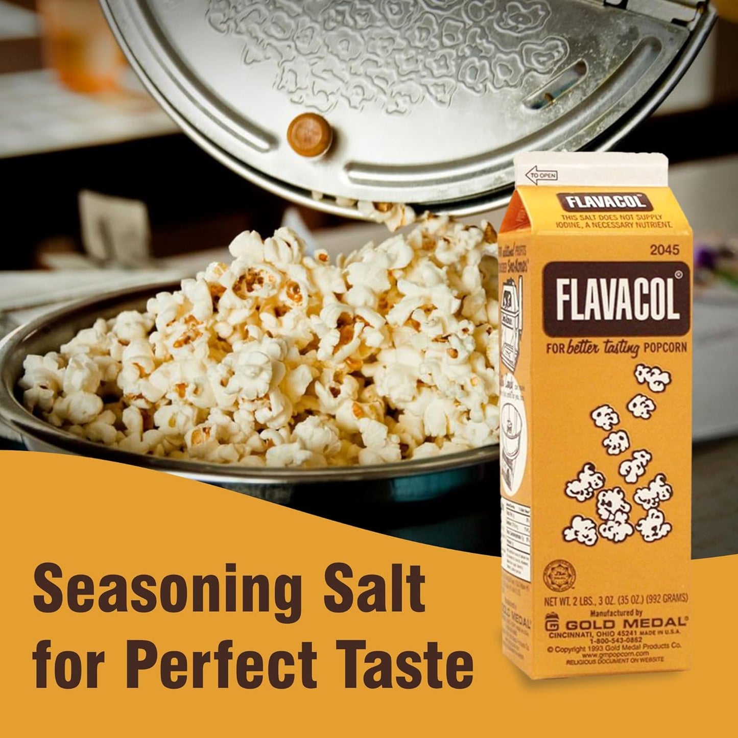Concession Essentials 3 Pack Flavacol Popcorn Season Salt, 35 Oz per Pack. Total 105 Ounces Popcorn Season Salt