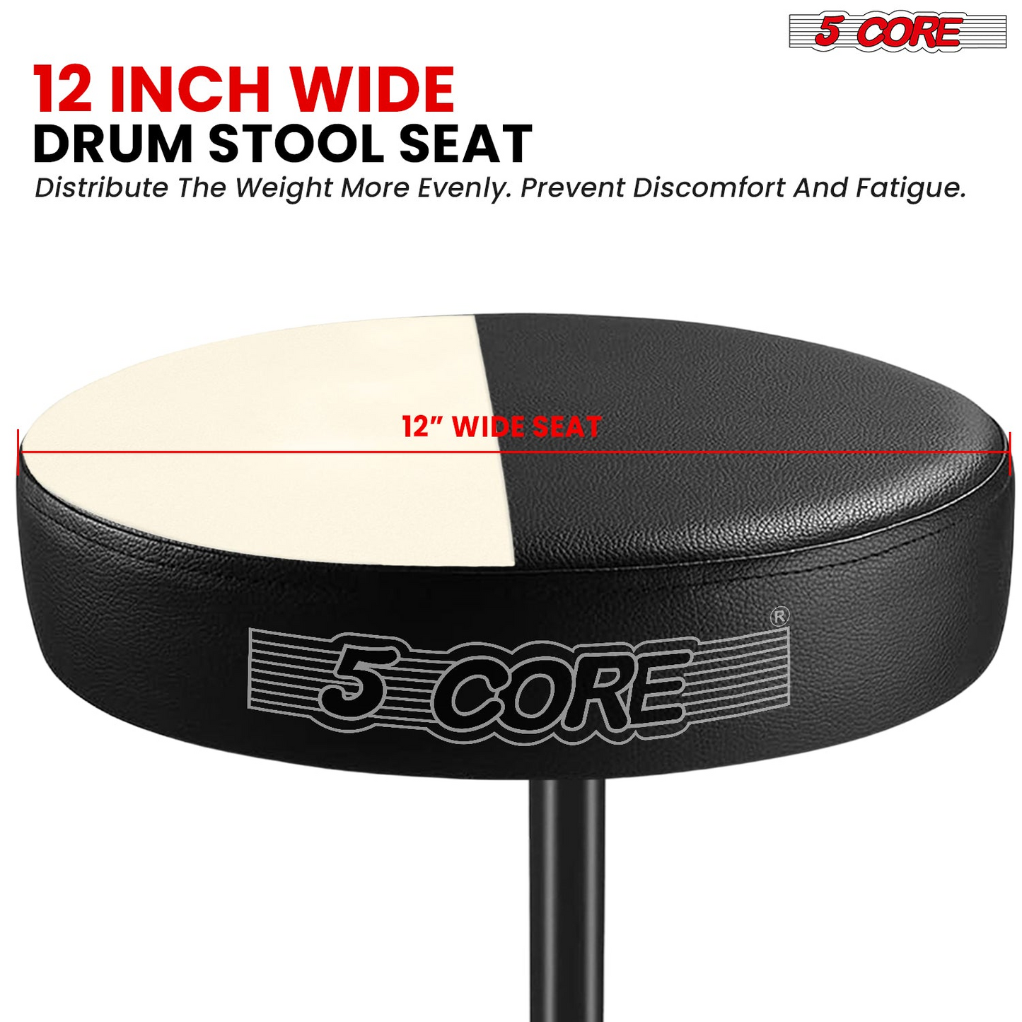 5Core Drum Throne Adjustable Guitar Stool Padded Drummer Seat for Adults & Kids