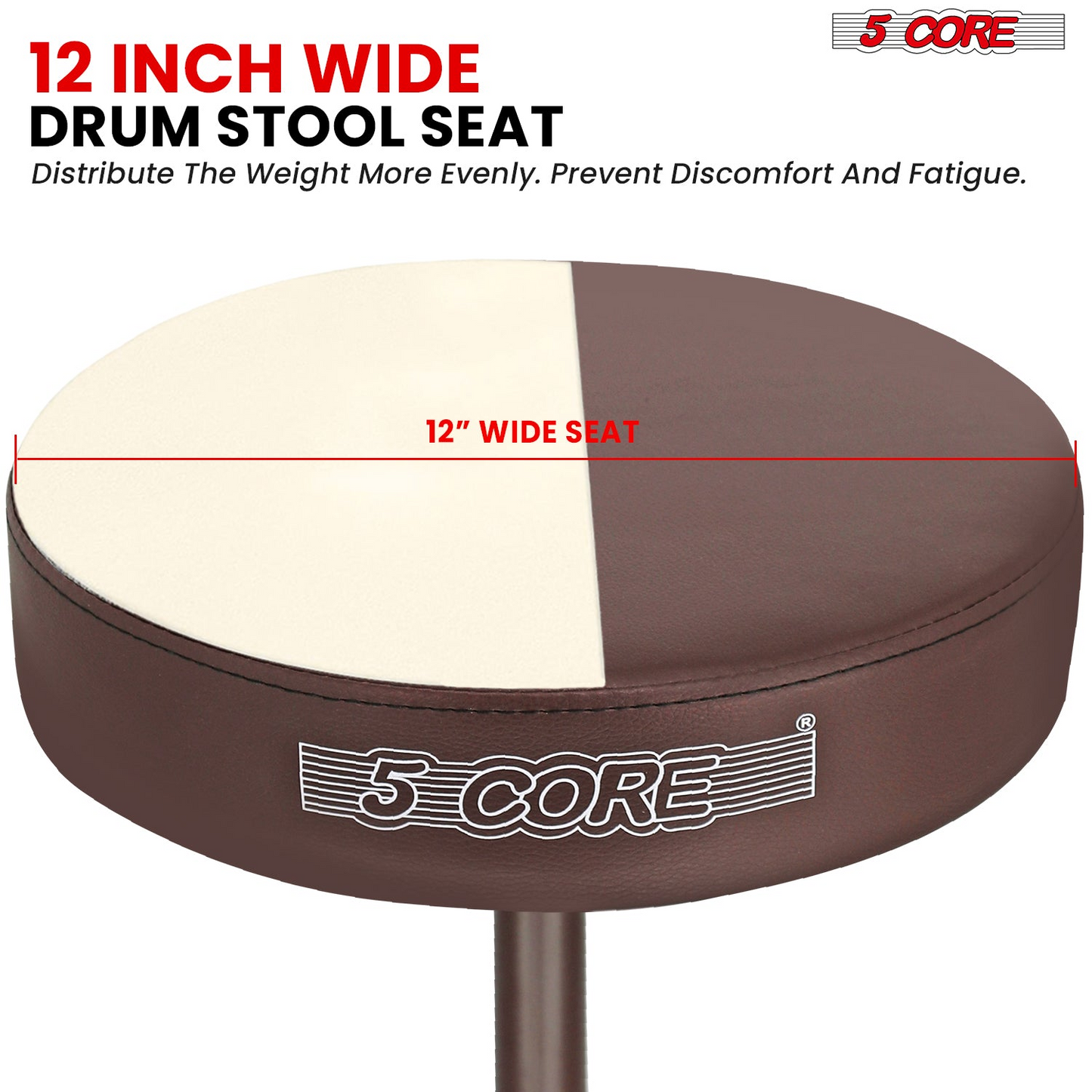 5Core Drum Throne Adjustable Guitar Stool Padded Drummer Seat for Adults & Kids