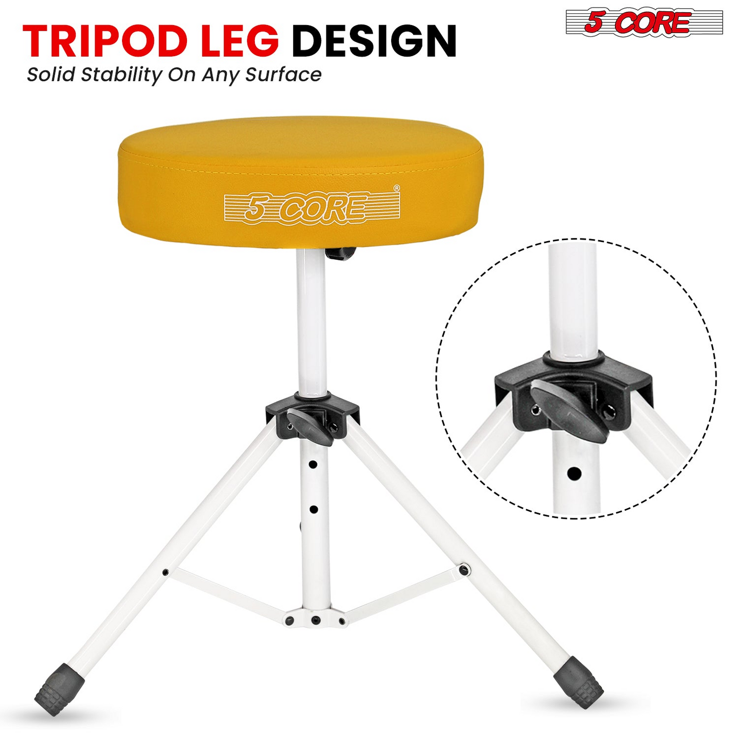 5Core Drum Throne Adjustable Guitar Stool Padded Drummer Seat for Adults & Kids