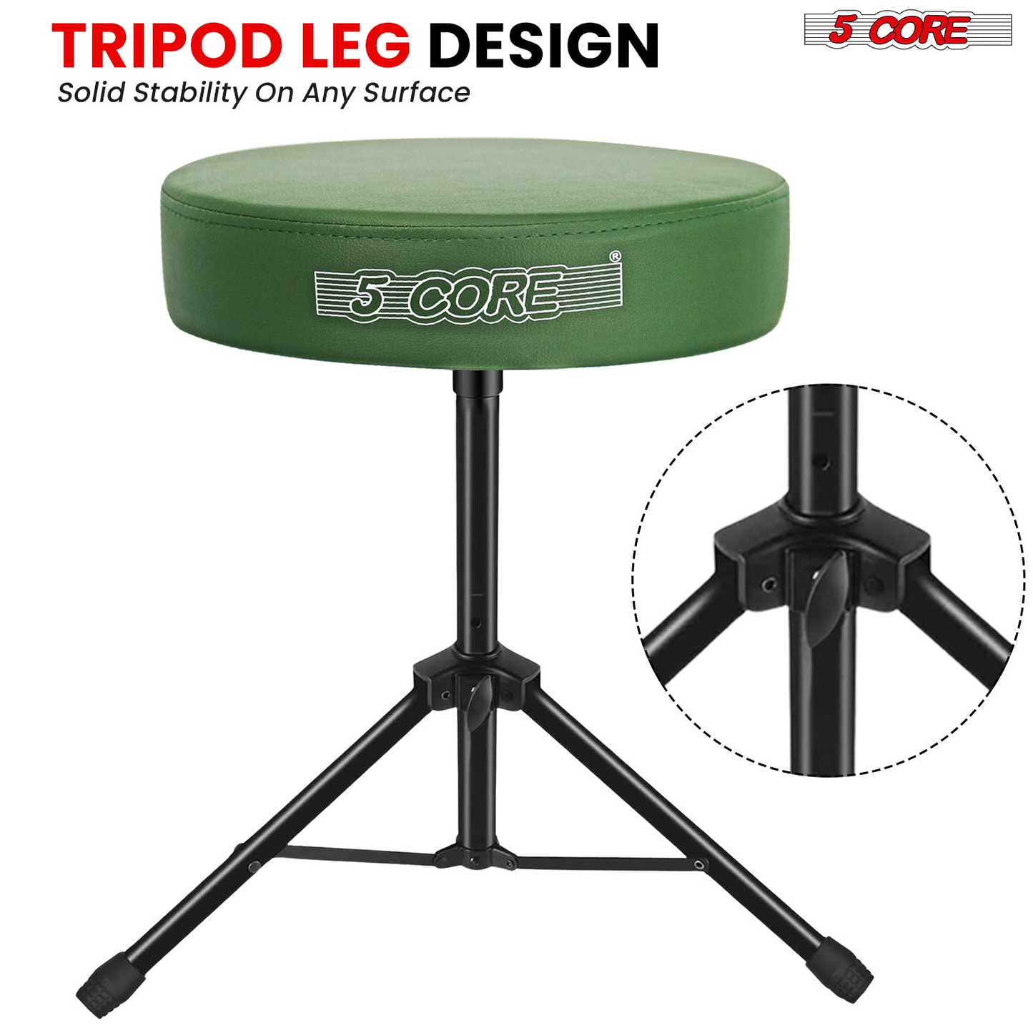 5Core Drum Throne Adjustable Guitar Stool Padded Drummer Seat for Adults & Kids