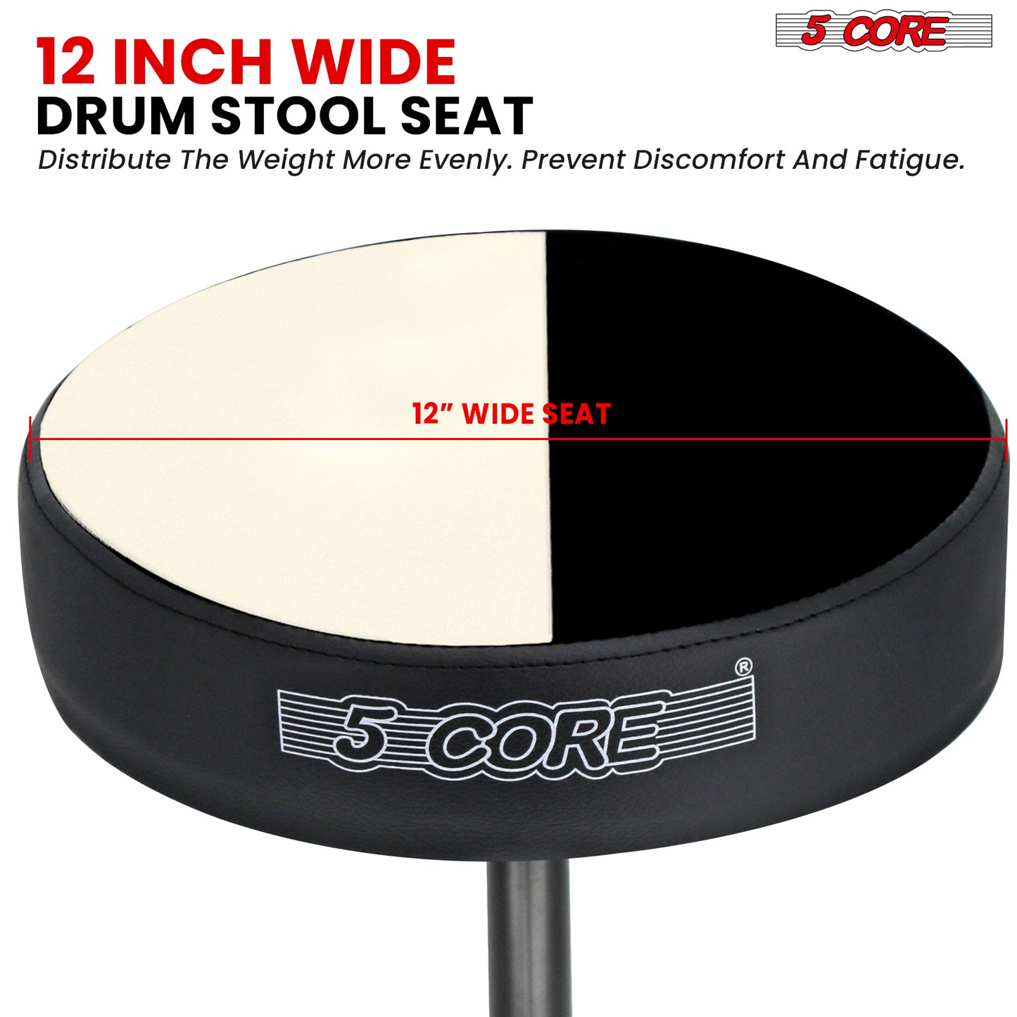 5Core Drum Throne Adjustable Guitar Stool Padded Drummer Seat for Adults & Kids