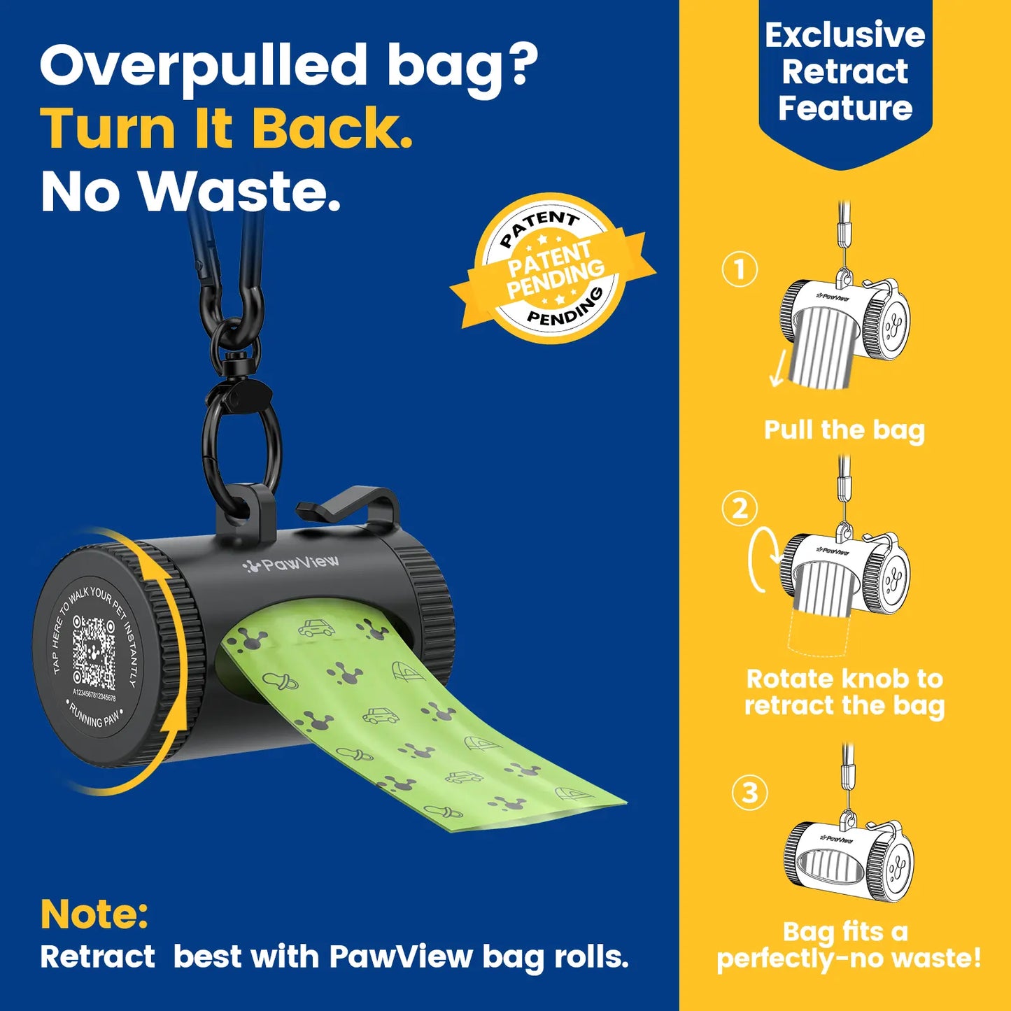 Pawview | Dog Poop Bag Dispenser with 7 Refills, Extra-Thick, Durable and Guaranteed Leakproof, Lavender Scented, Hands-Free Walking Set for Big and Small Dogs