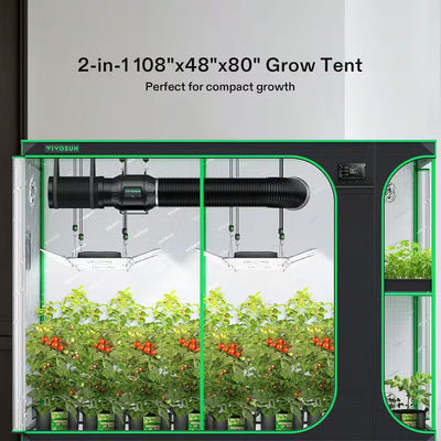 2-In-1 9 Ft. X 4 Ft. Mylar Reflective Grow Tent for Indoor Hydroponic Growing System