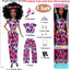 Dollbie 6 Pack African American Fashion Dolls Set with Mix & Match Outfits – 11.5" Posable Black Dolls & 5 Accessories Each (Crown, Necklace, Headscarf & More) + Pink Gift Case