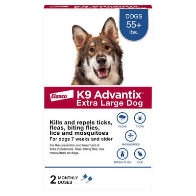 K9 Advantix Flea, Tick & Mosquito Prevention for Extra Large Dogs over 55 Lbs, 2-Montly Treatments