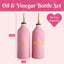 Paris Hilton Ceramic Oil and Vinegar Cruet Set, Drip-Free Spouts, Gold Details, Pink