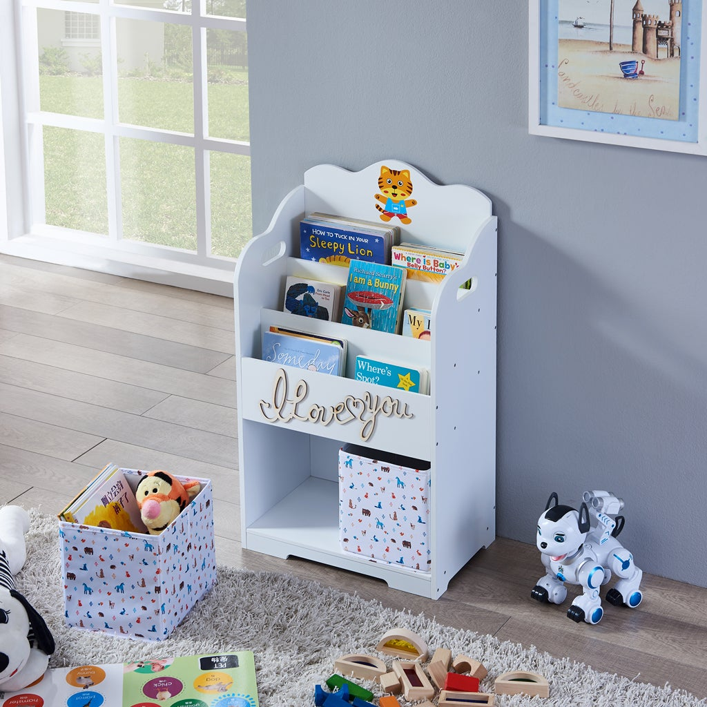 Small White Bookcase - White Low Bookcase