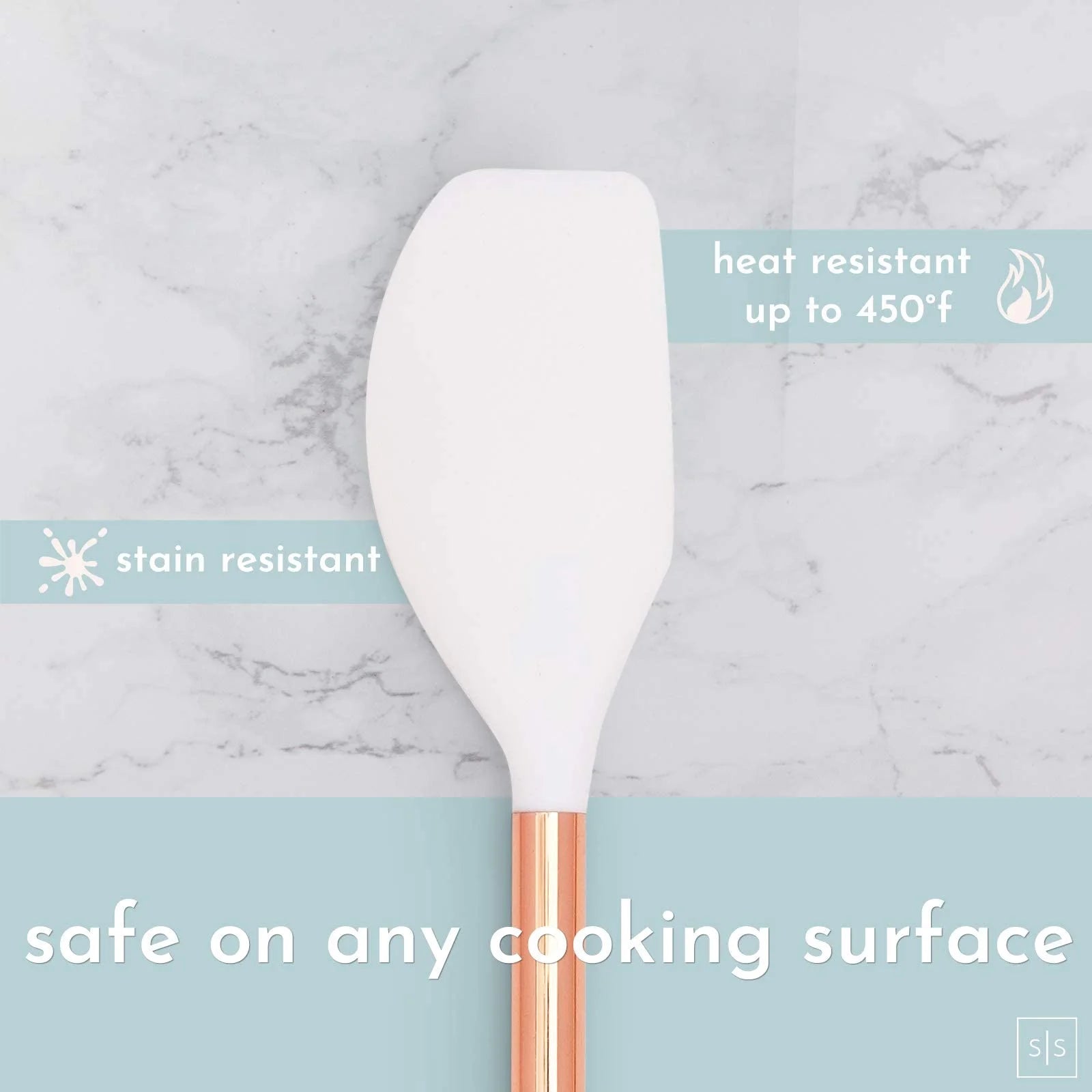 Styled Settings White Silicone & Copper Kitchen Utensils Set with Holder