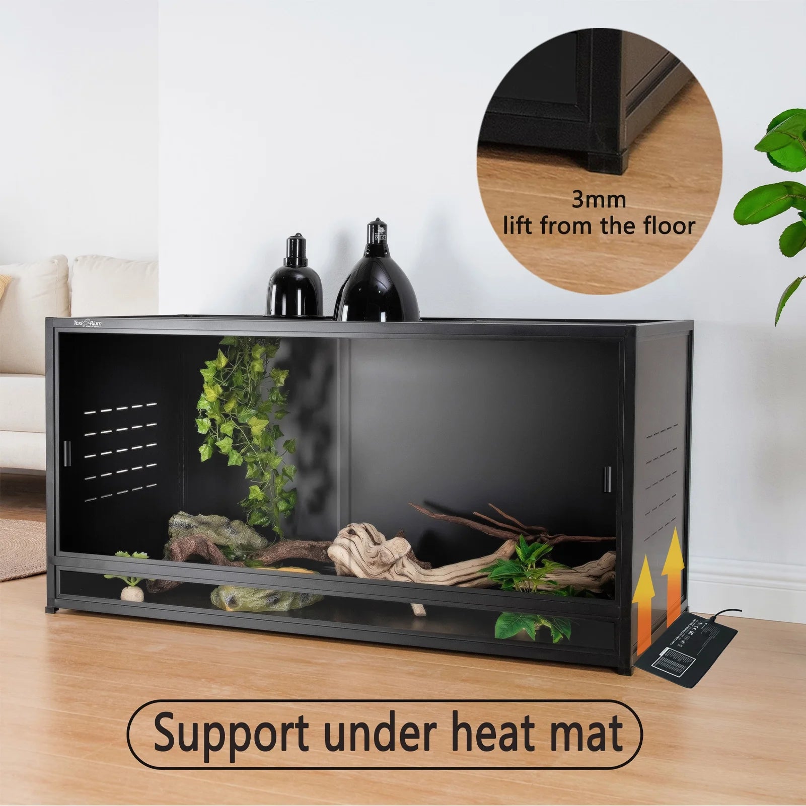 Toxirium 44X20X20 Inch 76 Gallon PVC Reptilie Terrarium, Stackable Enclosure with Sliding Doors for Bearded Dragons, Lizards and Snakes