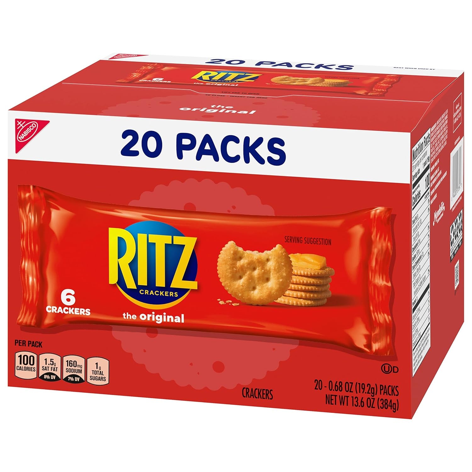 RITZ Original Crackers, 20 Snack Packs (6 Crackers per Pack)