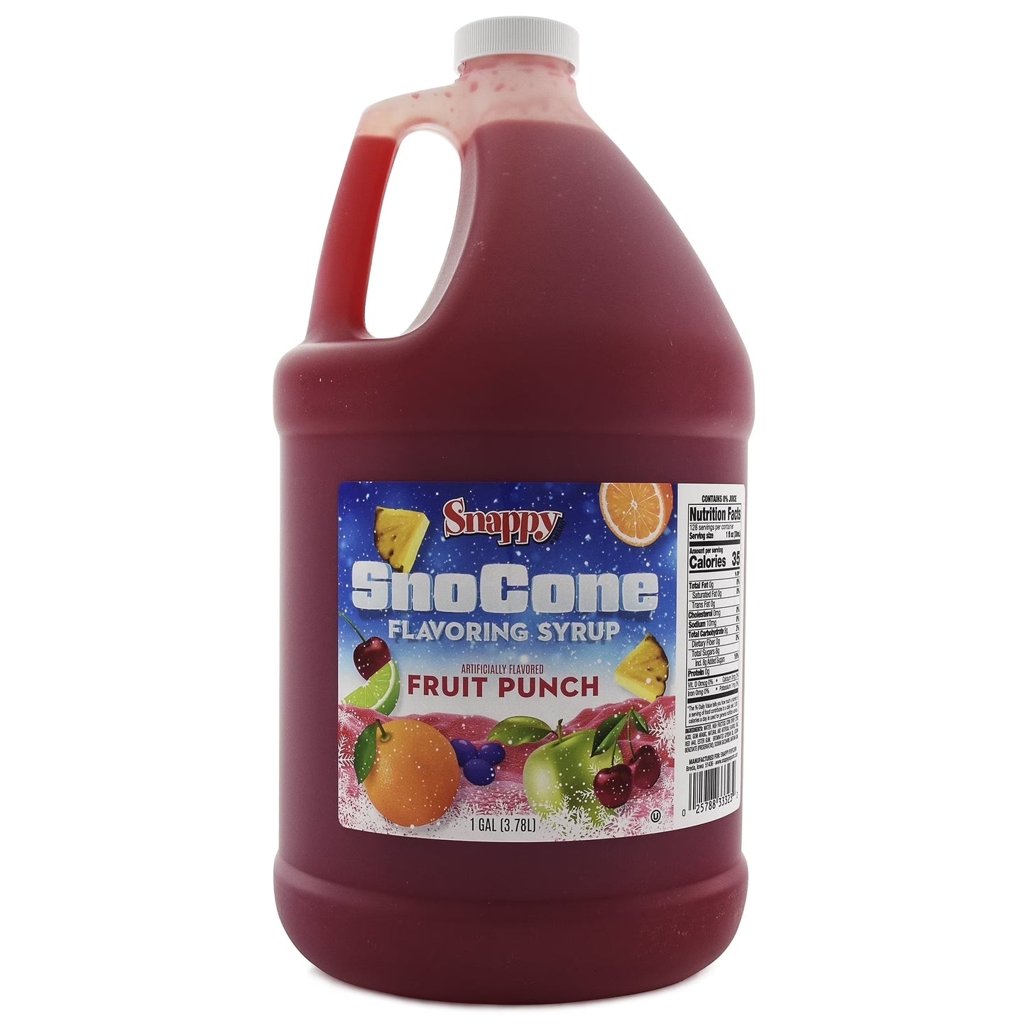 Snappy Fruit Punch Sno Cone Syrup, Flavored Syrup for Shaved Ice, 1 Gallon (128 Oz)