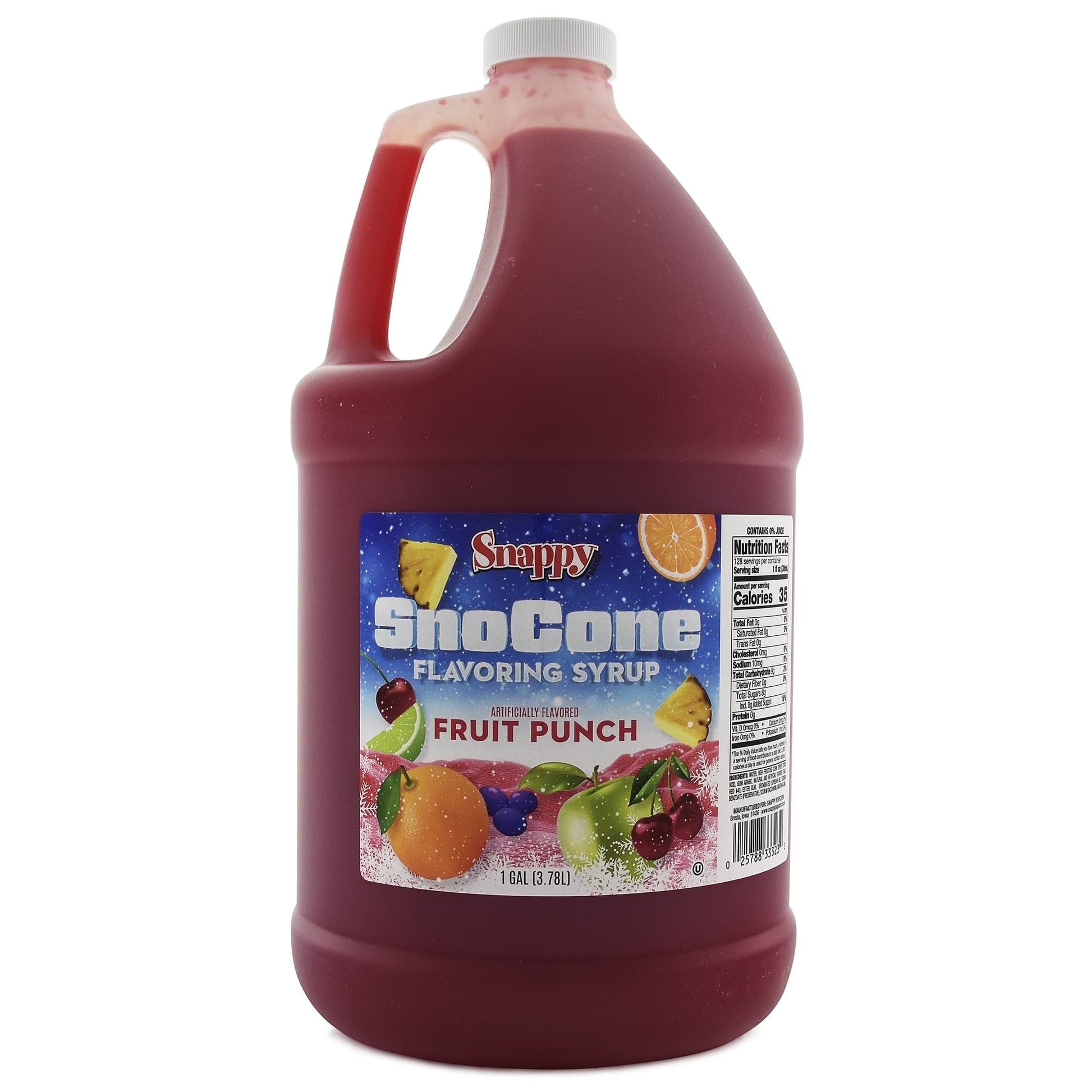 Snappy Fruit Punch Sno Cone Syrup, Flavored Syrup for Shaved Ice, 1 Gallon (128 Oz)