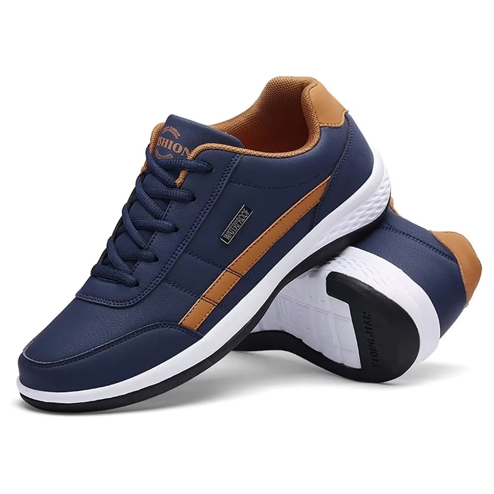 Dumajo Mens Shoes Fashion Running Sneaker Casual Leather Sport Shoes Breathable Comfortable Walking Shoes