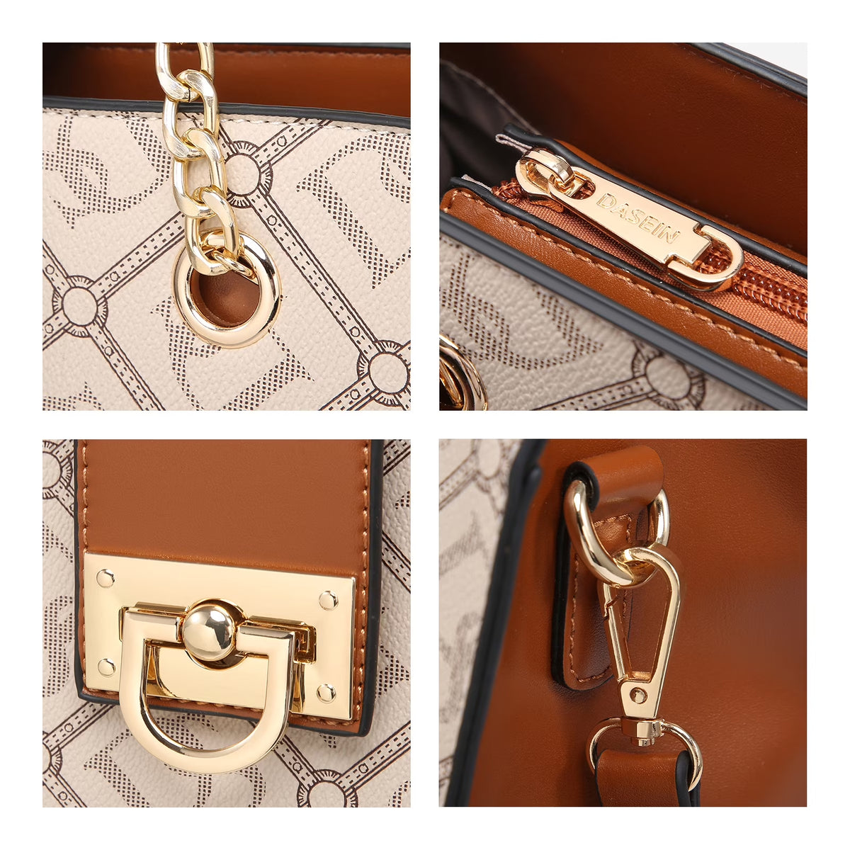 Dasein Hobo Handbag Vegan Leather Tote Chain Shoulder Purse for Women Satchel Bag with Matching Clutch