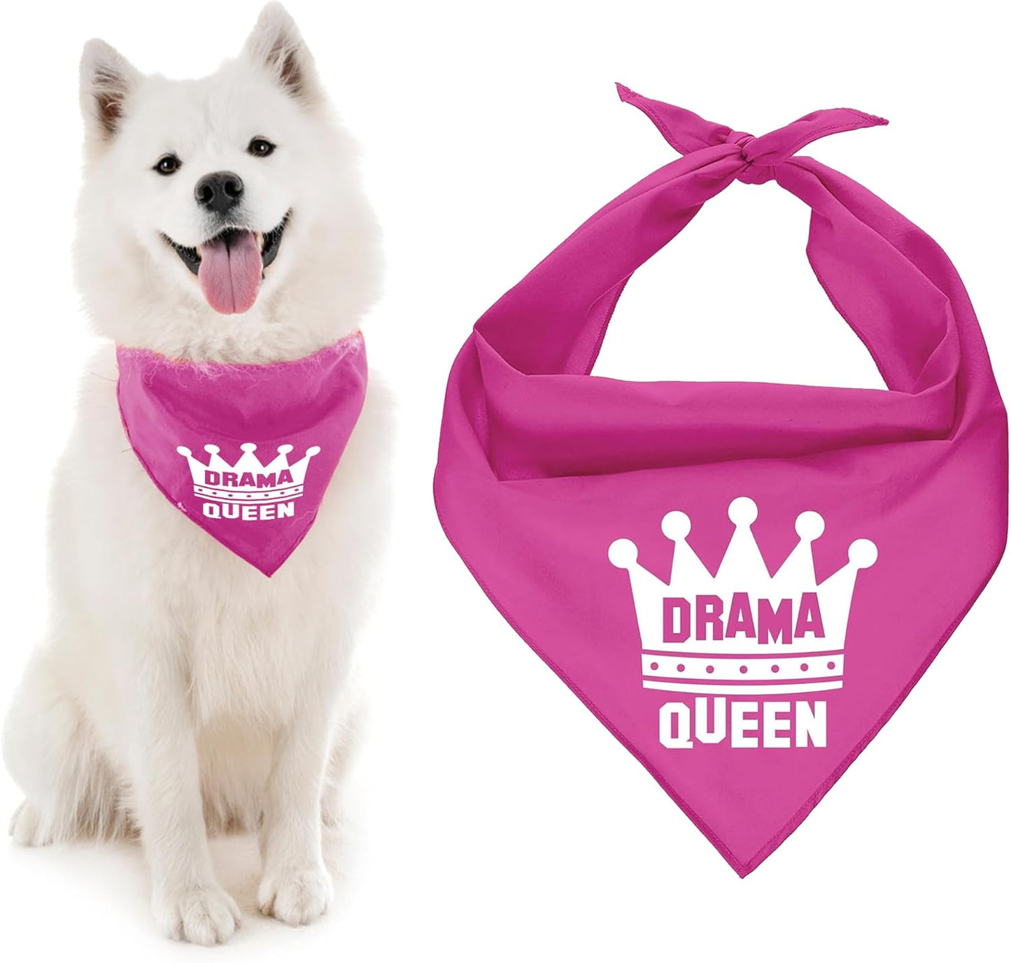 Parisian Pet Pink Dog Bandanas - Adjustable Drama Queen Puppy Bandana - Girl Dog Accessories - Breathable and Stylish Dogs Kerchief - Triangle Pet Scarves - Small Dogs Bandana - Bib for Pets