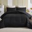 Exclusivo Mezcla Lightweight Reversible Queen Size Comforter Set, down Alternative Comforter with 2 Pillow Sham, Queen Size Bedding Set for All Seasons, Black