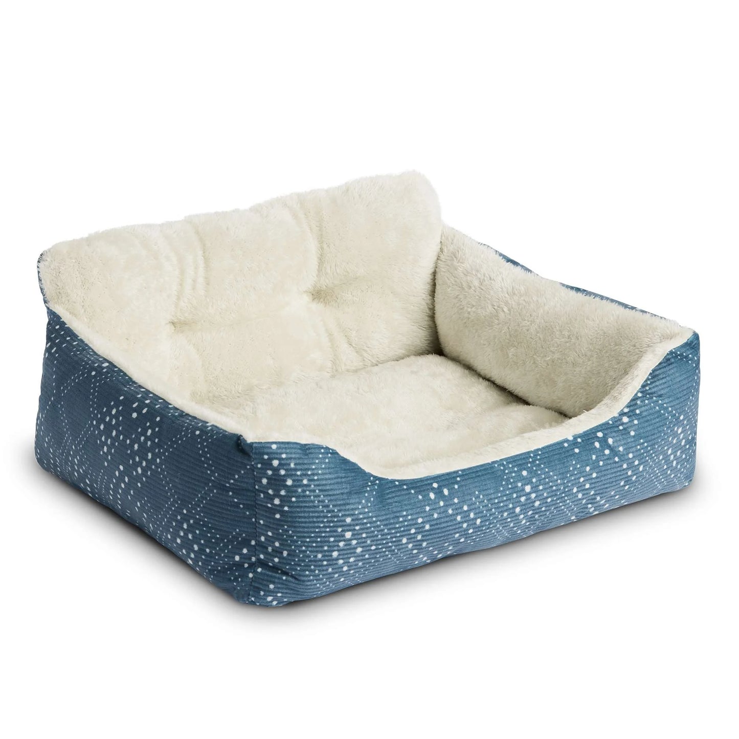Vibrant Life Puppy Dog Bed, Plush Bolster Dog for Small Dogs, Small, 21" X 17", Blue