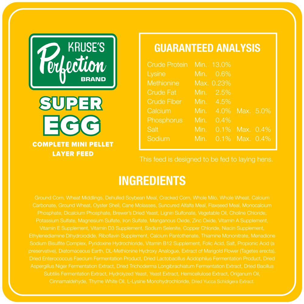 Kruse'S Perfection Brand Super Egg Poultry Feed, 40 Lb