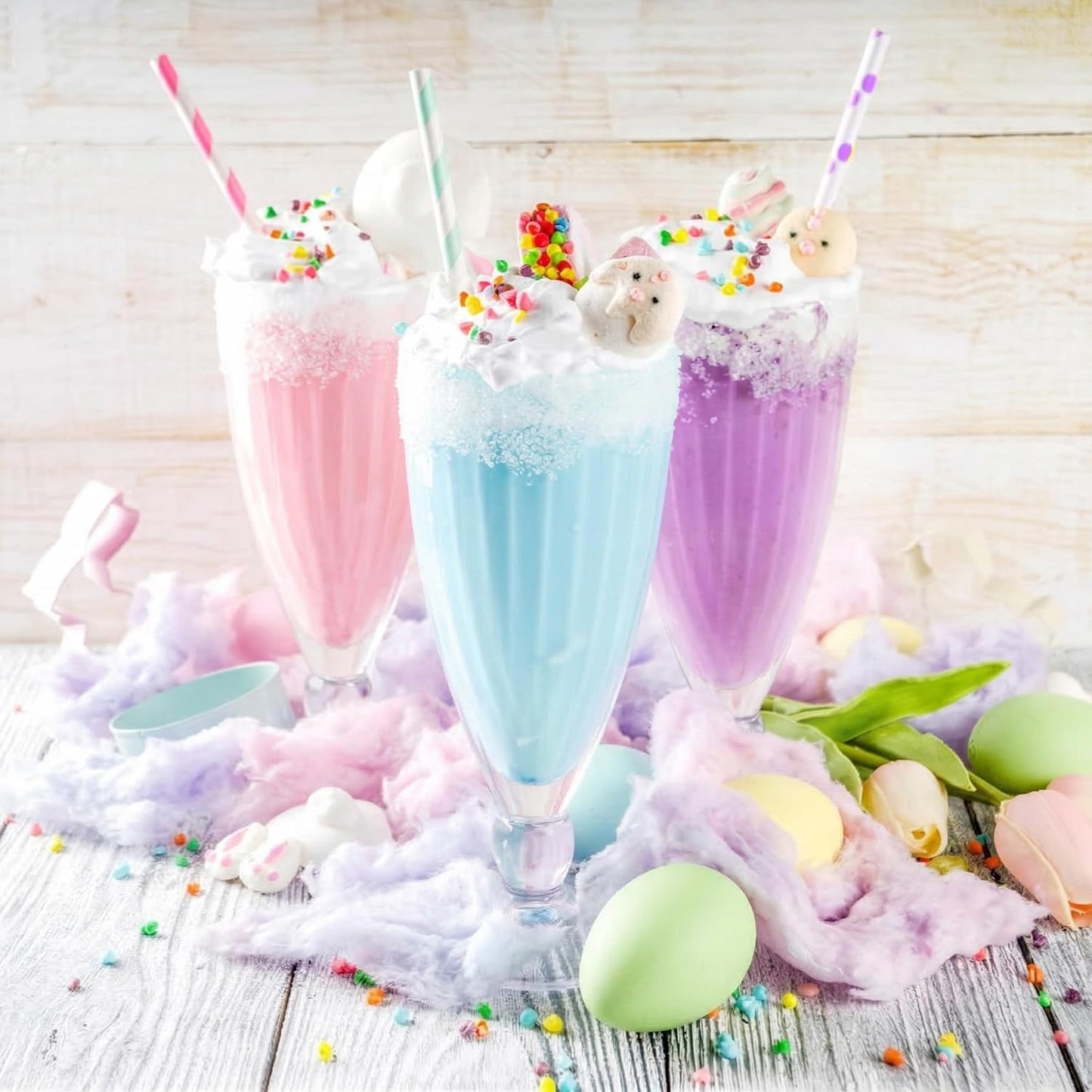 Cotton Candy Sugar Floss Variety Pack - Grape, Raspberry & Cherry Flavors, 3 Bottles (12Oz Each) Includes 55 Cotton Candy Cones for Home & Commercial Cotton Candy Machines, Parties, Carnivals & Events