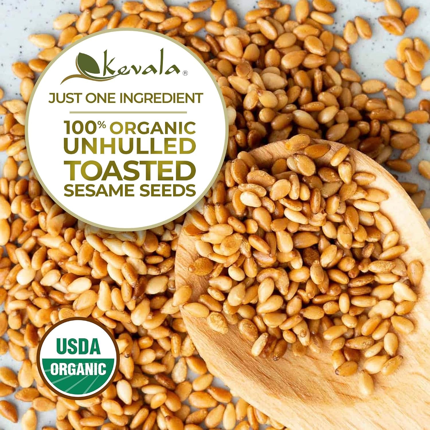 Organic Toasted Sesame Seeds (Unhulled) - 4 Lb, Gluten Free Seasoning | Bulk Food Size, Premium Selection Roasted Seeds, Sauce and Dip Ingredient, Seasoning and Salad Topping, Tahini Sauce Base